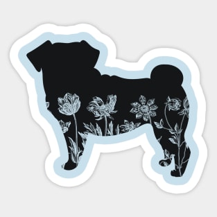 Floral Pug Sticker